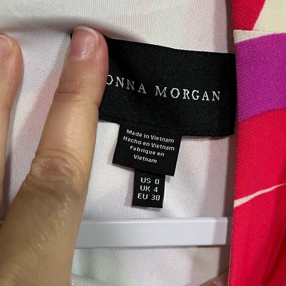 Donna Morgan V-Front Bell Sleeve Navy Blue & Pink Floral Mini Dress Size 0 - Picture 4 of 8